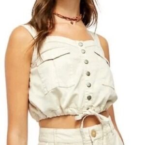 NWT Free People We The Feee Palm Desert Chamoix Adjustable Crop Top Sz Medium‎